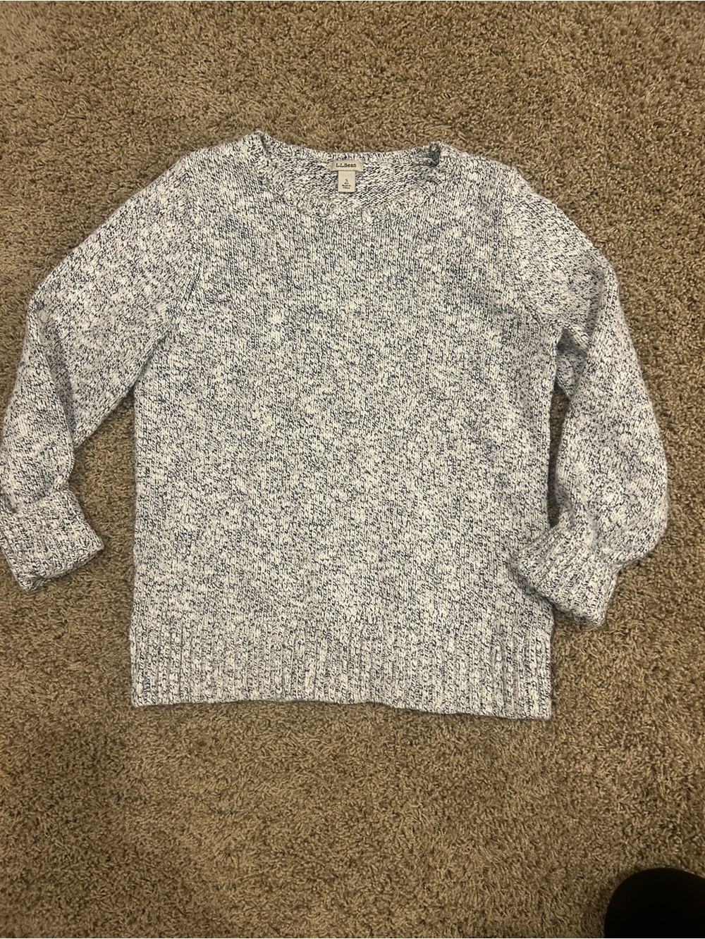 L.L. Bean Marled Blue & White Crewneck Sweater